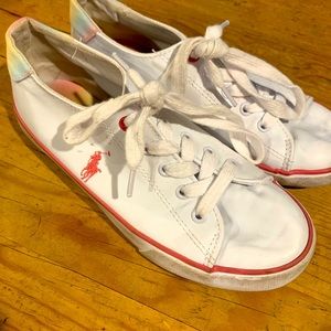 Girls size 2 Ralph Lauren RL  Polo shoes white & pink